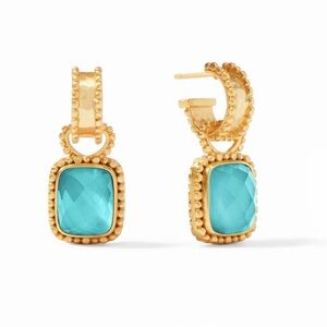 $165 Julie Vos Marbella Hoop & Charm Earring Color Blue